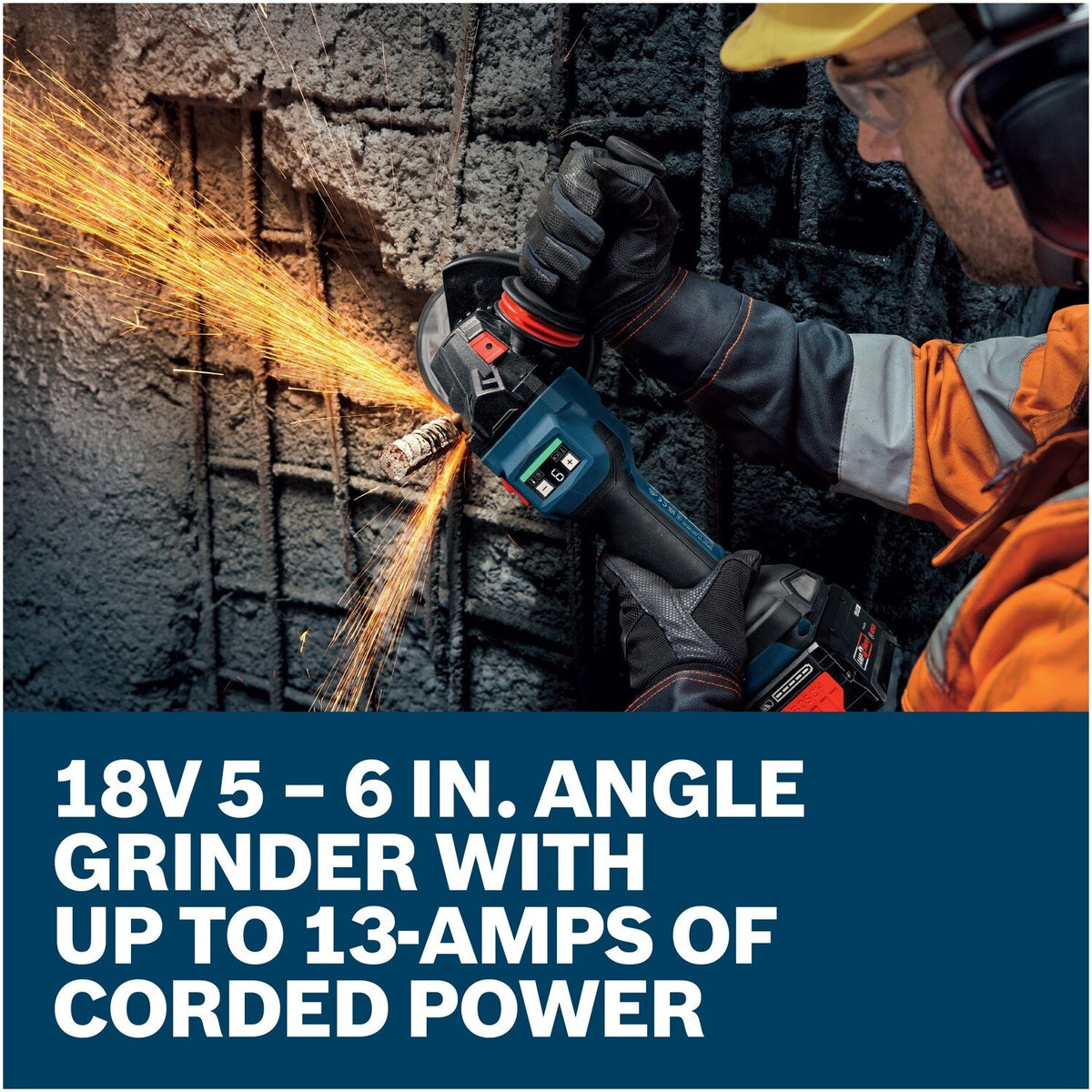 Bosch EXWS18V-15PSB18X EXPERT 18V 5" to 6" Brushless Angle Grinder Kit with No Lock-On Paddle Switch and 8.0 Ah Battery with Multi-Voltage Charger - 5