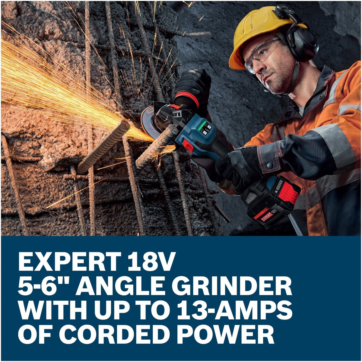 Bosch EXWS18V-15SB18X 18V 5" to 6" Brushless Angle Grinder Kit with 8 Ah Battery and Charger - 5