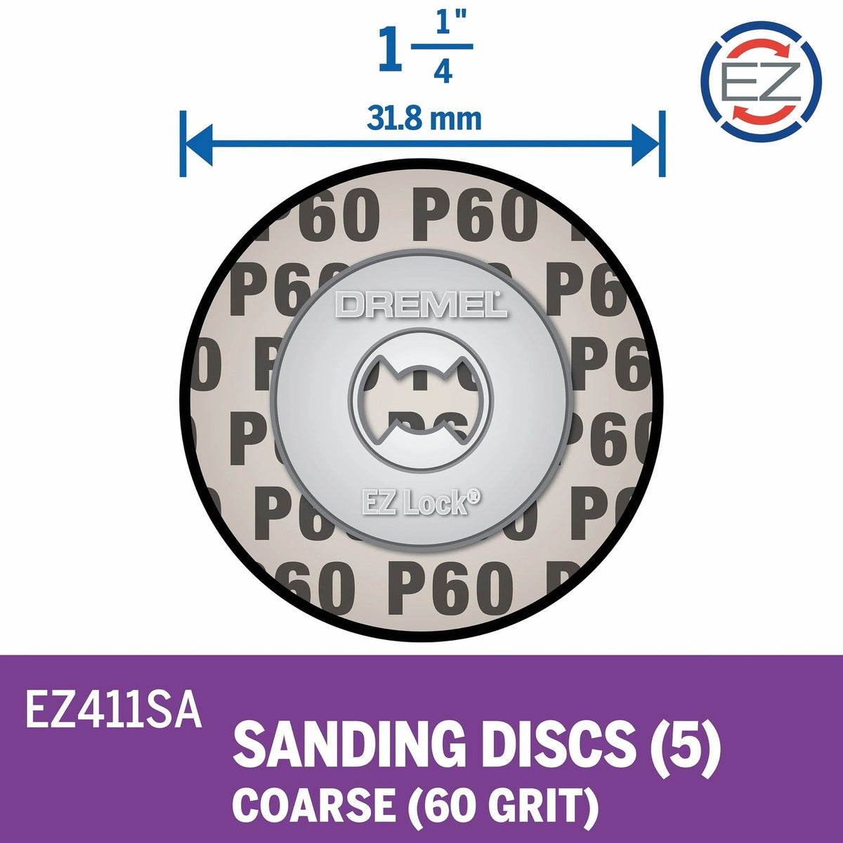 Bosch EZ411SA 1-1/4" EZ Lock 60 Grit Coarse Sanding Discs (5 Pack) - 2