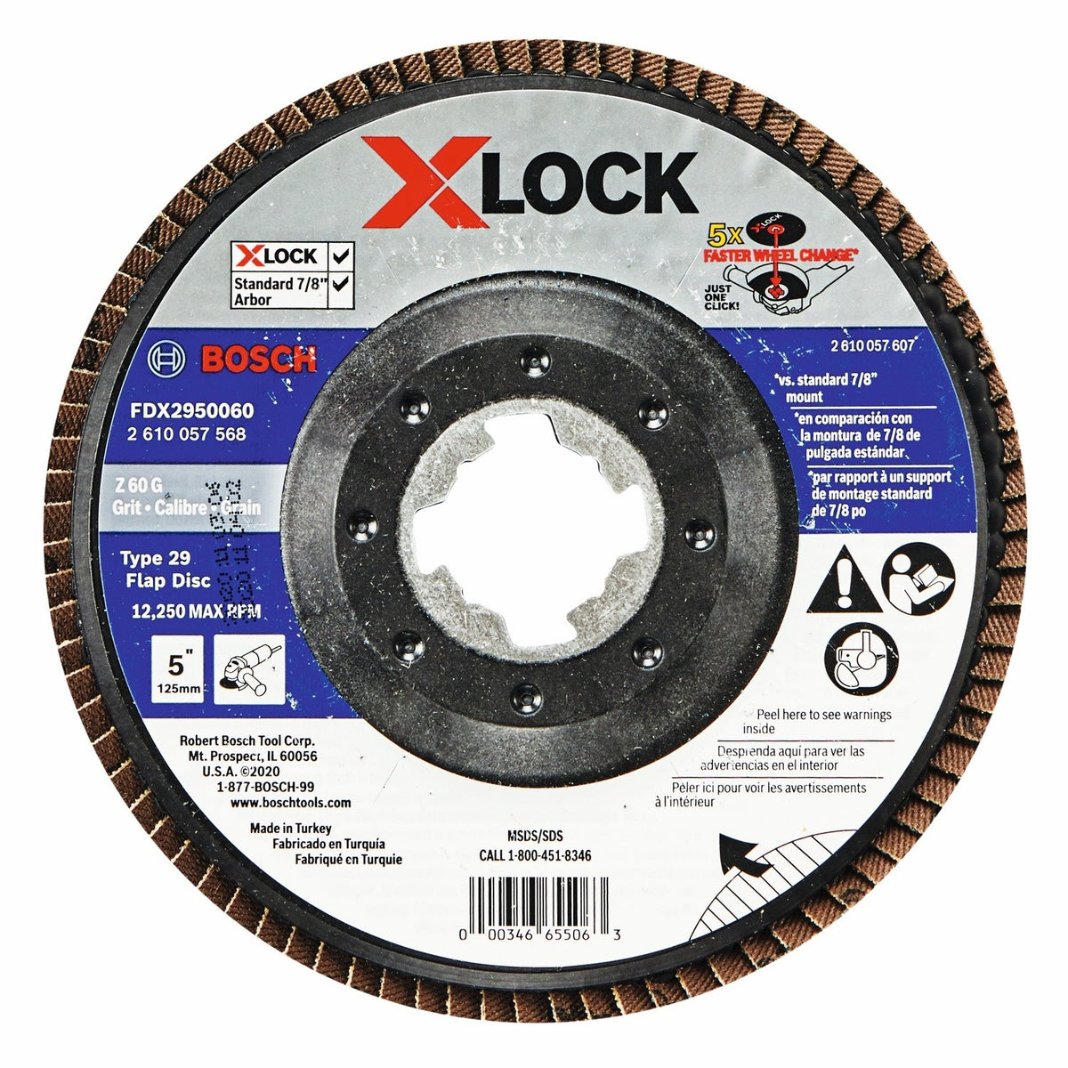 Bosch FDX2950060 5" X-LOCK Type 29 60 Grit Flap Disc for Grinding and Blending