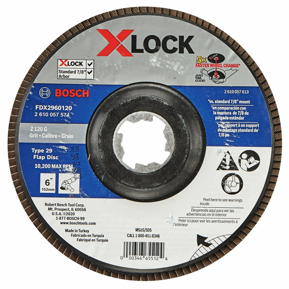 Bosch FDX2960120 6" X-LOCK Type 29 120 Grit Flap Disc for Metal Grinding and Blending