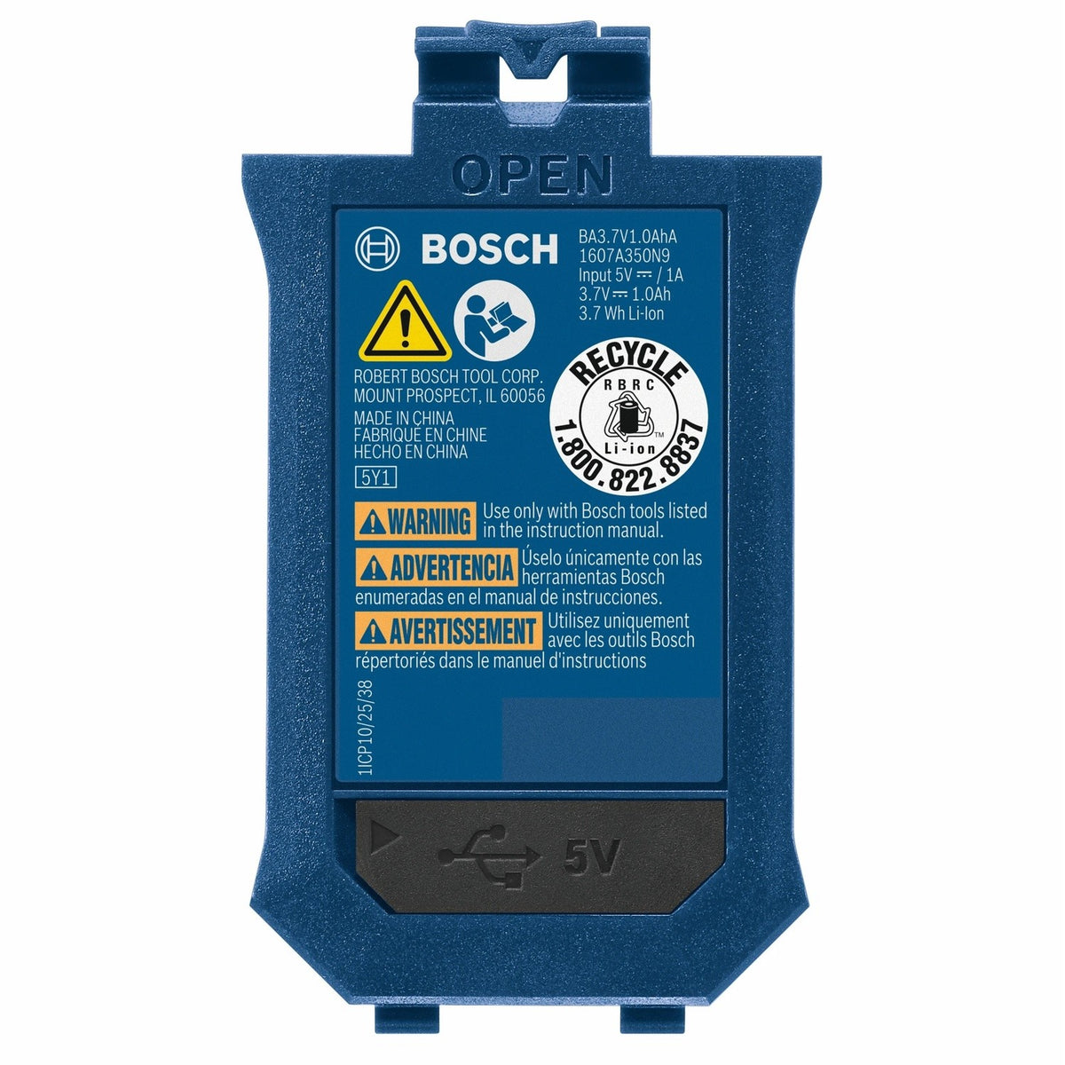 Bosch GBA37V10 3.7V Lithium-Ion 1.0 Ah Rechargeable Battery with USB-C Charging - 4