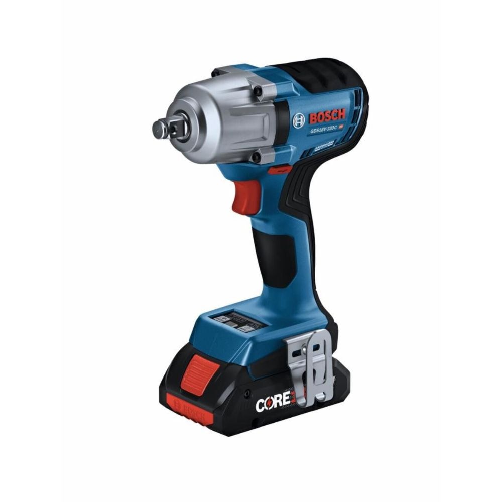 Bosch GDS18V-330CB25 18V Brushless Connected-Ready 1/2 In. Mid-Torque Impact Wrench Kit with Friction Ring and Thru-Hole and (2) CORE18V 4 Ah Advanced Power Batteries - 3