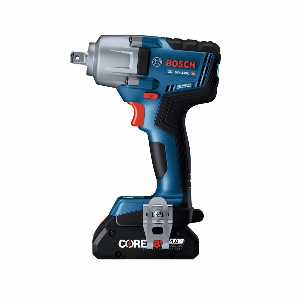 Bosch GDS18V-330CB25 18V Brushless Connected-Ready 1/2 In. Mid-Torque Impact Wrench Kit with Friction Ring and Thru-Hole and (2) CORE18V 4 Ah Advanced Power Batteries - 5