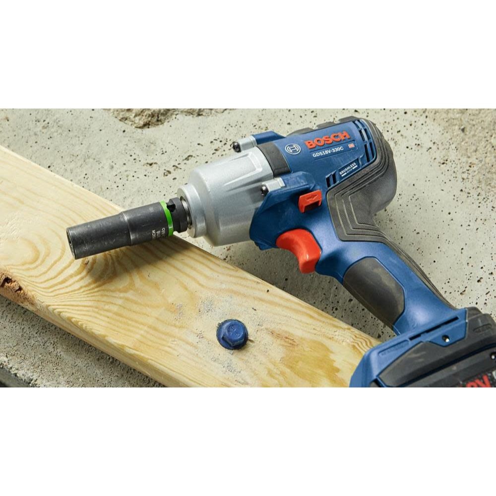 Bosch GDS18V-330CB25 18V Brushless Connected-Ready 1/2 In. Mid-Torque Impact Wrench Kit with Friction Ring and Thru-Hole and (2) CORE18V 4 Ah Advanced Power Batteries - 7