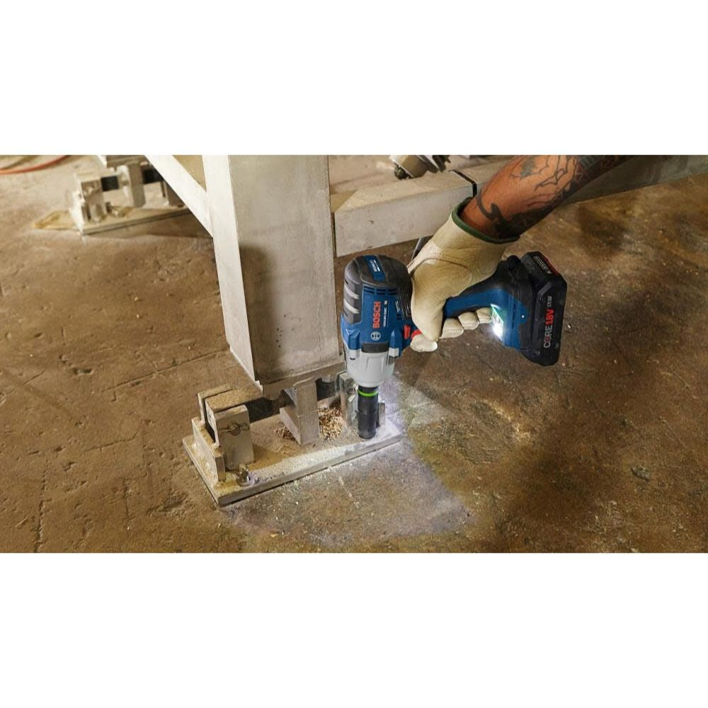Bosch GDS18V-330CB25 18V Brushless Connected-Ready 1/2 In. Mid-Torque Impact Wrench Kit with Friction Ring and Thru-Hole and (2) CORE18V 4 Ah Advanced Power Batteries - 12
