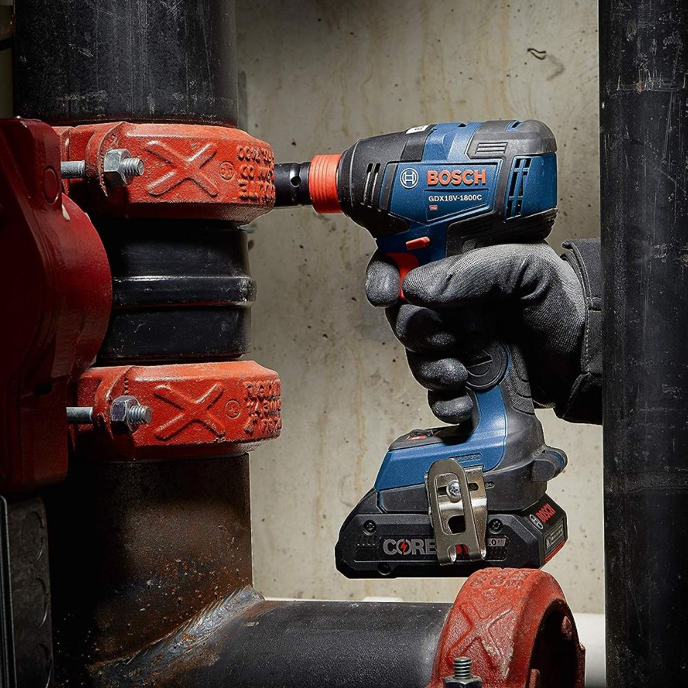 Bosch GDX18V-1800CB25 18V EC Brushless Connected-Ready Freak 1/4 In. and 1/2 In. Two-In-One Bit/Socket Impact Driver Kit with (2) CORE18V 4.0 Ah Compact Batteries - 9