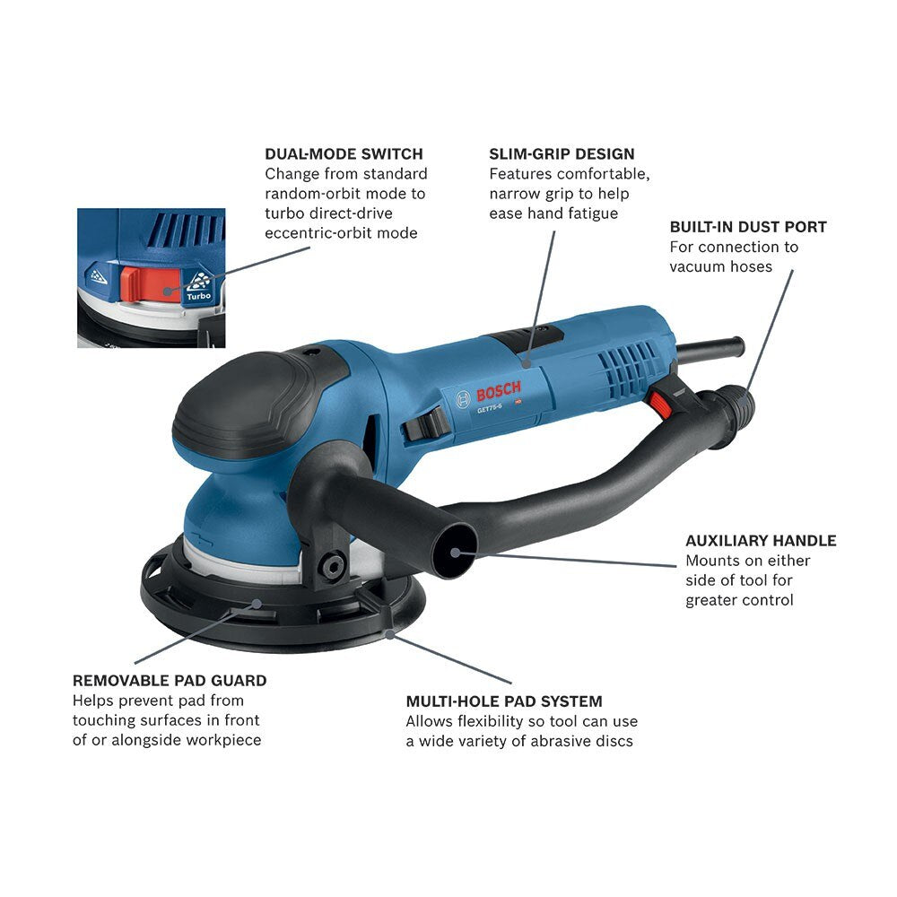 Bosch GET75-6N 6" Dual-Mode Random Orbit Sander - 3