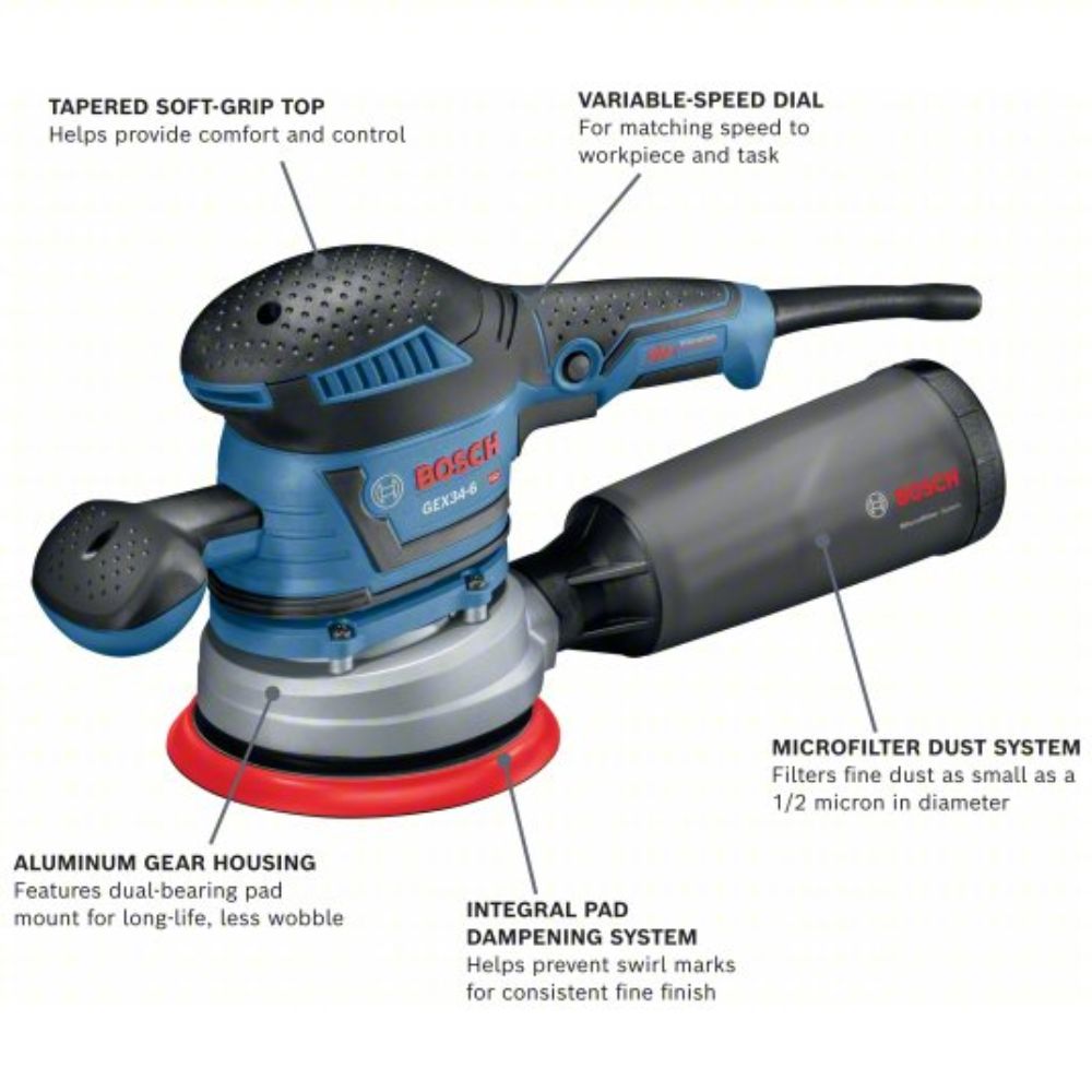 Bosch GEX34-6N 6 In. Multi-Hole Random Orbit Sander/Polisher - 2