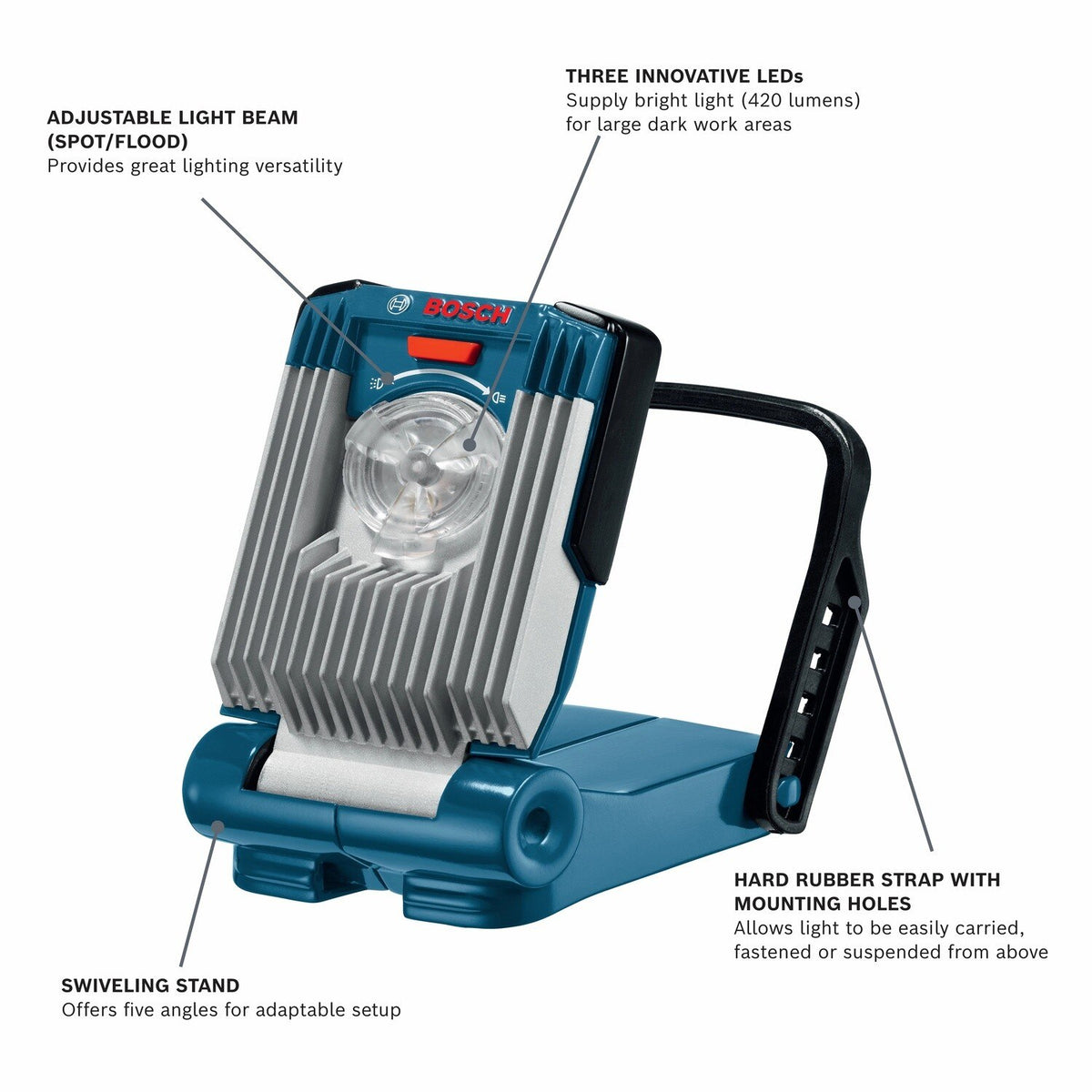 Bosch GLI18V-420B 18V LED Cordless Worklight Bare Tool with Adjustable Spot Flood Beam 420 Lumens - 2