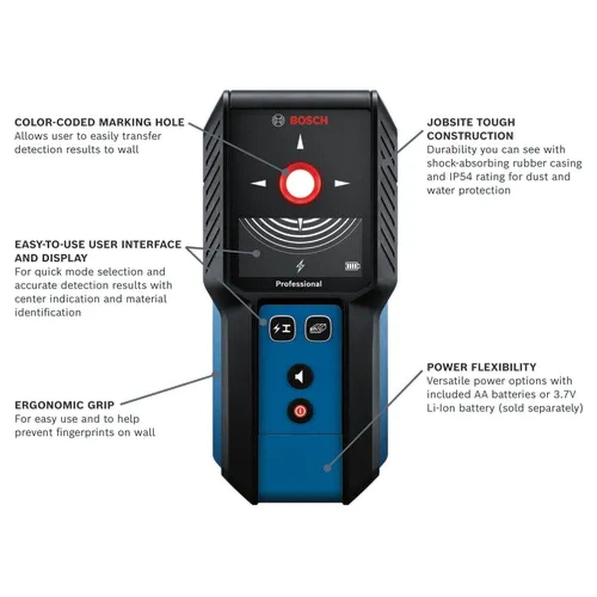 Bosch GMS120-27 Wall Scanner for Wood and Metal Stud and Live Wire Detection (Kit) - 2