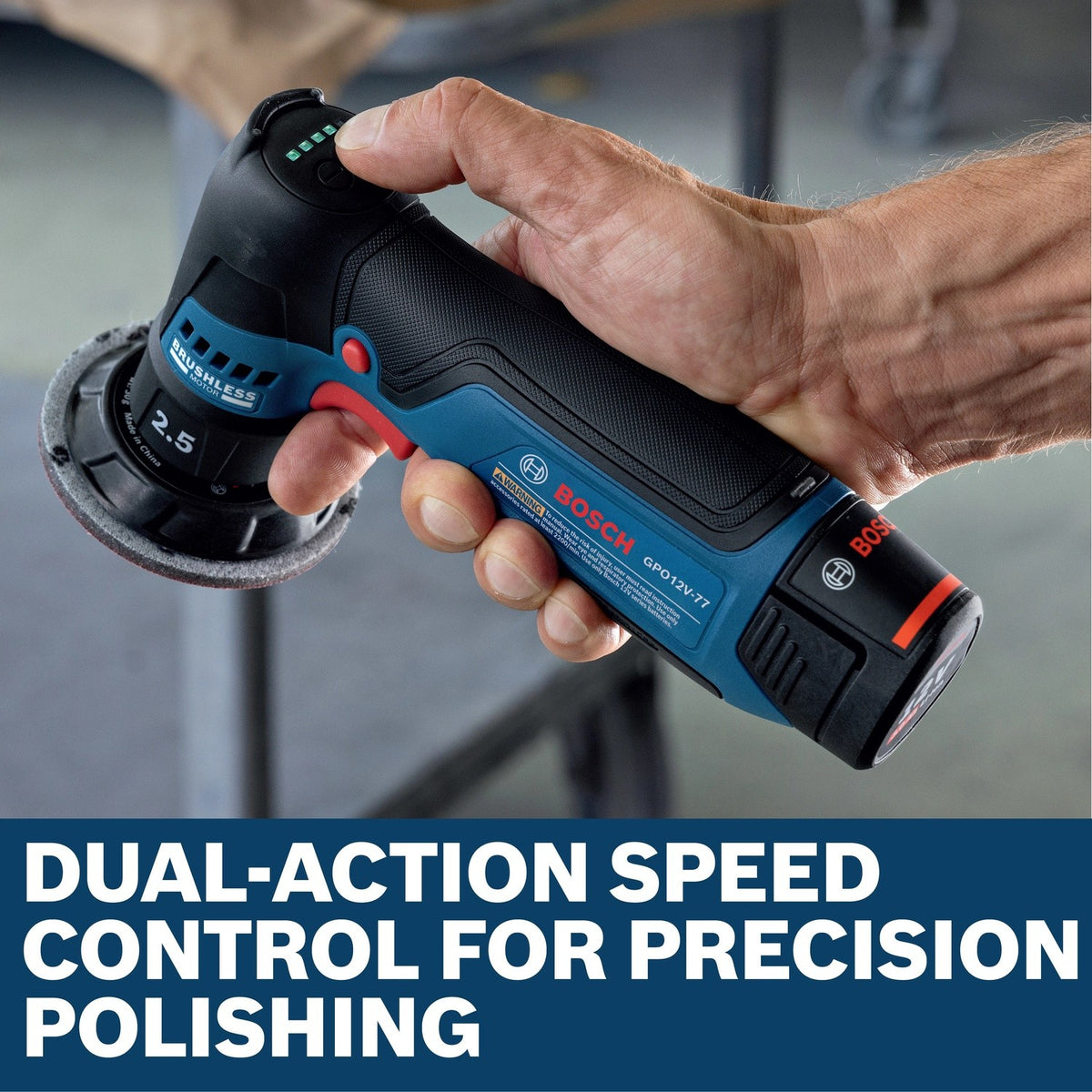 Bosch GPO12V-77N 12V Compact Cordless Brushless 3" Rotary Polisher (Bare Tool) - 4