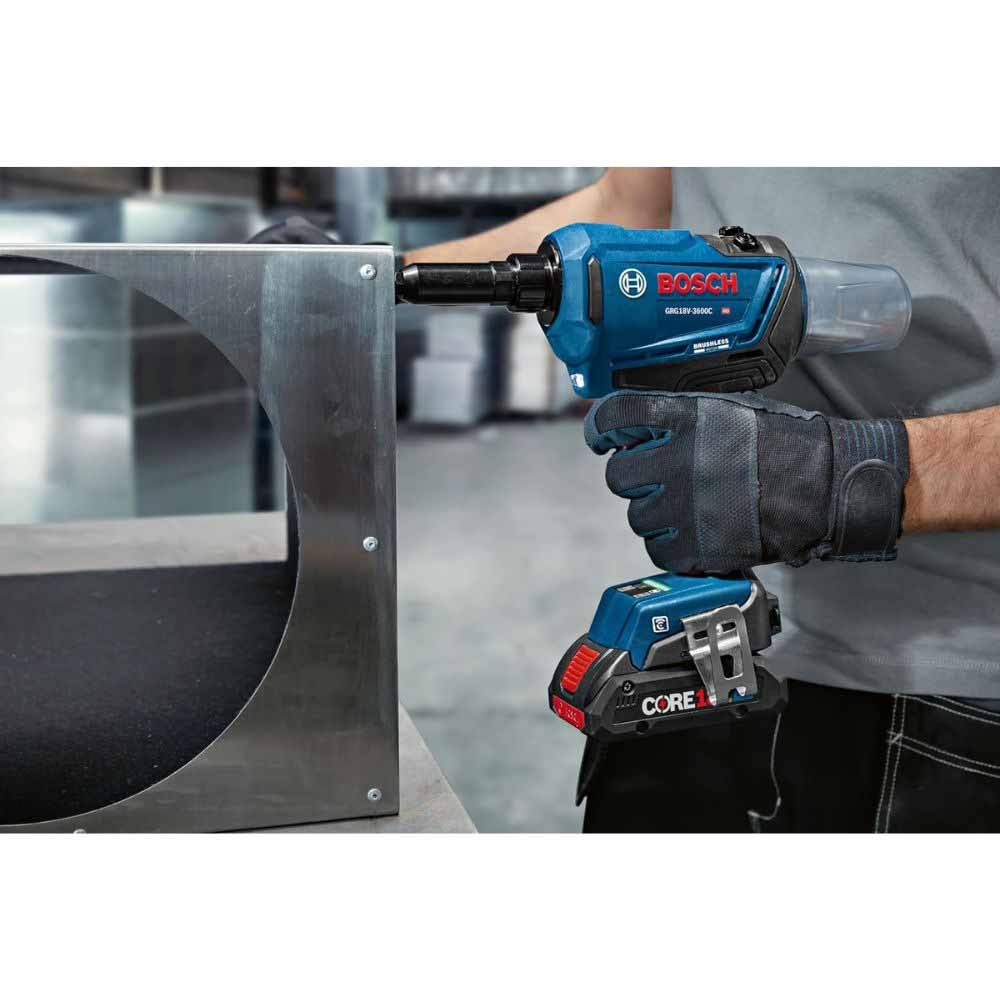 Bosch GRG18V-3600CB24 18V Brushless Rivet Gun w/ (2) CORE18V 4 Ah Advanced Power Battery - 9