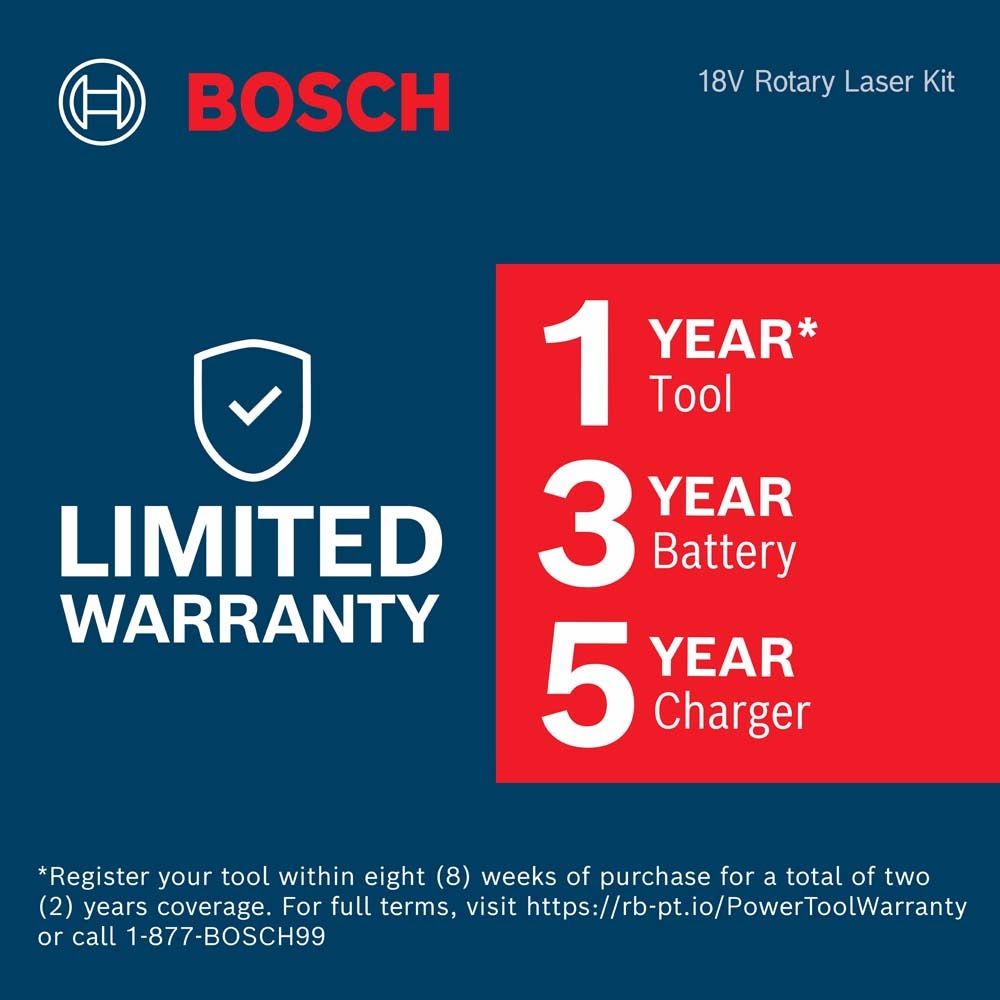 Bosch GRL4000-90CHVGK 18V REVOLVE4000 Connected Green-Beam Self-Leveling Horizontal/Vertical Rotary Laser Kit with (1) CORE18V 4 Ah Advanced Power Battery - 15
