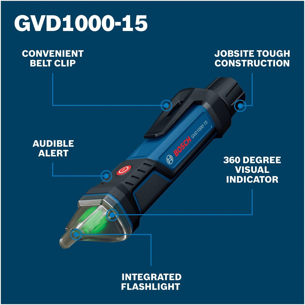 Bosch GVD1000-15 Non Contact Voltage Tester for 90V to 1000V AC Detection - 2