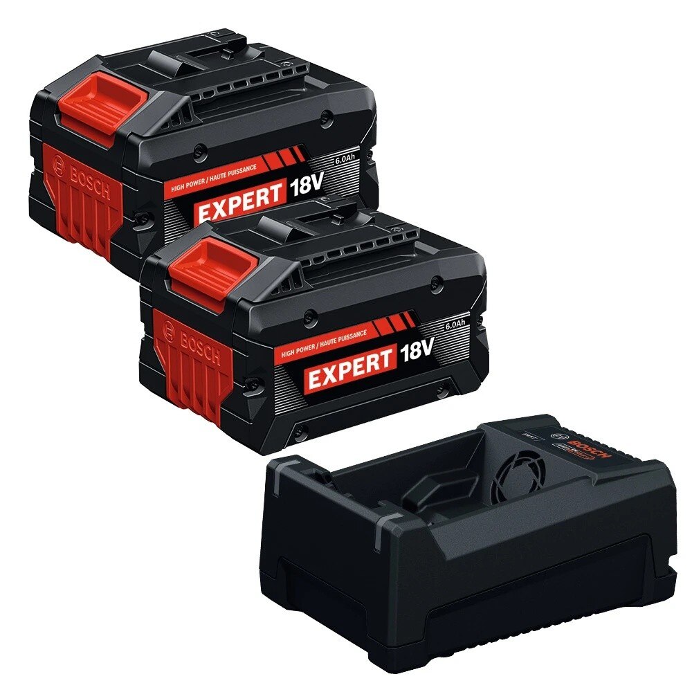 Bosch GXS18V-26N26X 18V Starter Kit with Two 6 Ah Expert Batteries and 12V 18V Multi Voltage Charger (3 Pack)