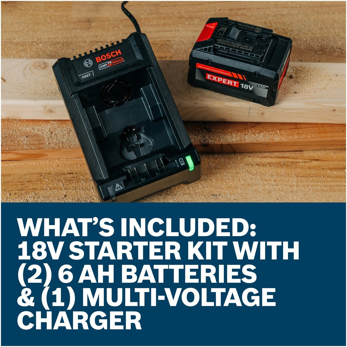 Bosch GXS18V-26N26X 18V Starter Kit with Two 6 Ah Expert Batteries and 12V 18V Multi Voltage Charger (3 Pack) - 3