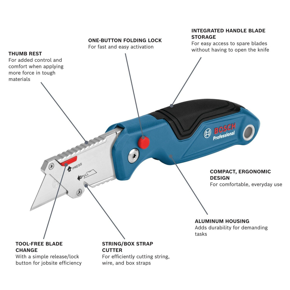 Bosch H11-14100-1 Folding and 18 mm Snap Off Utility Knife Set (2 Pack) - 3