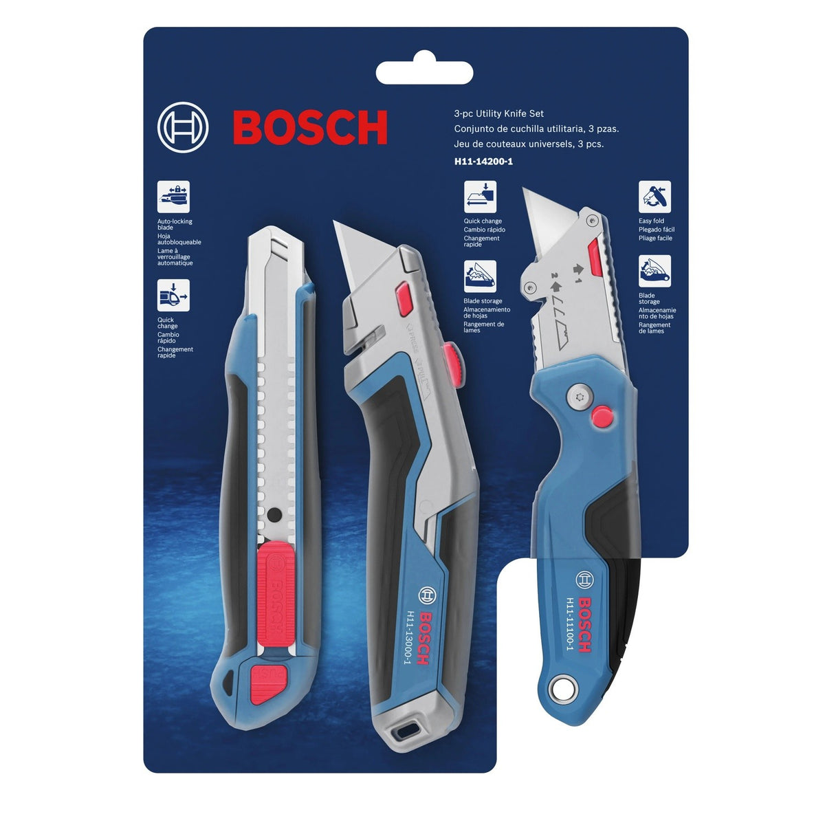 Bosch H11-14200-1 Utility Knife Set with Folding Retractable and 18 mm Snap Off Knives (3 Pack) - 5