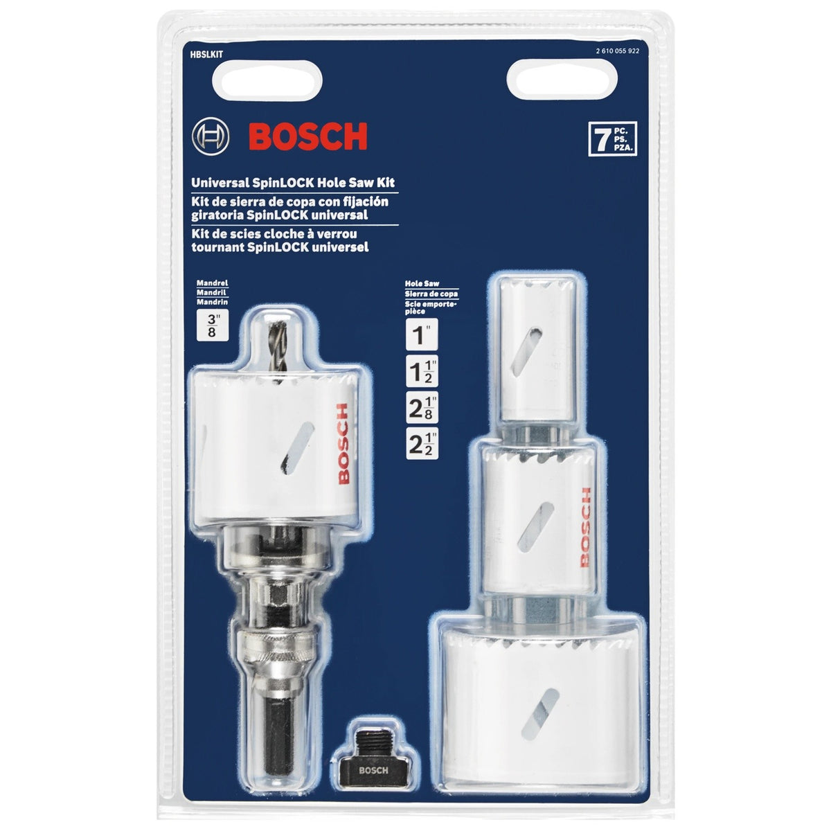 Bosch HBSLKIT SpinLOCK Universal Cobalt Hole Saw Kit 1" to 2-1/2" with Pilot Bit (7 Pack) - 2
