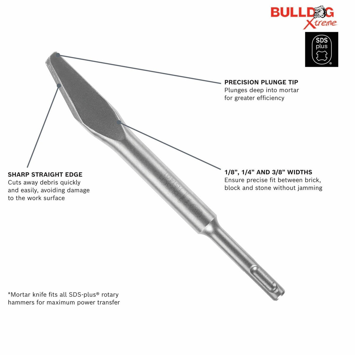 Bosch HS1402 1/8" SDS-plus Bulldog Xtreme Mortar Knife for Vertical Joint Removal - 2