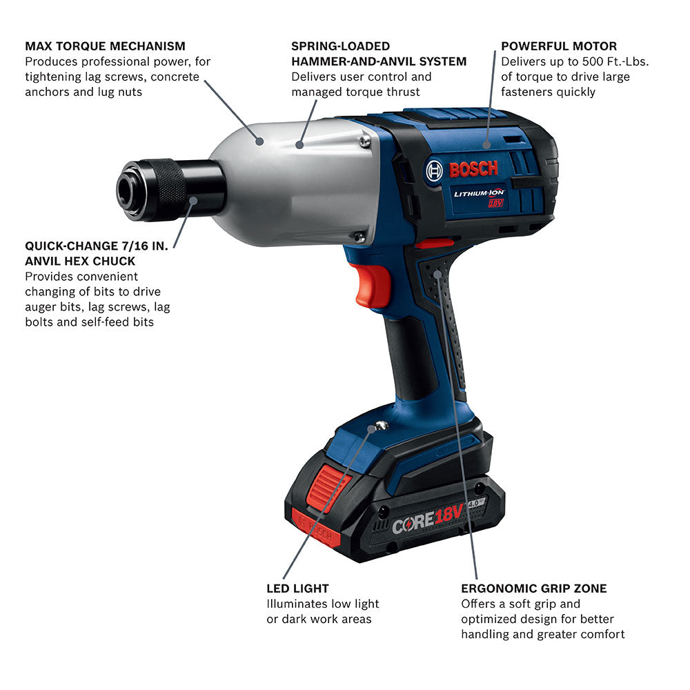 Bosch HTH182-B25 18V High-Torque Impact Wrench Kit - 2