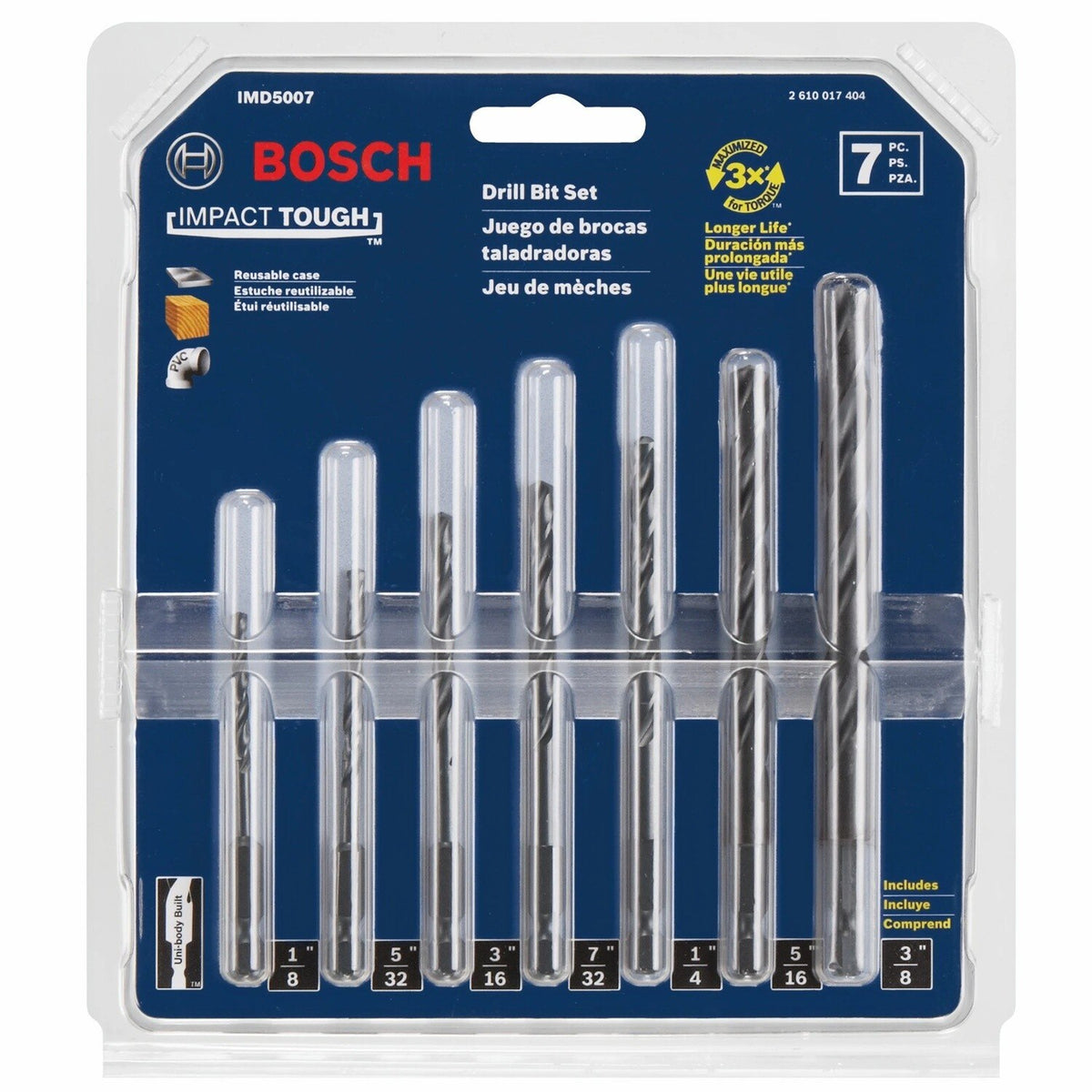Bosch IMD5007 1/4" Hex Shank Impact Tough Black Oxide Drill Bit Set (7 Pack) - 2