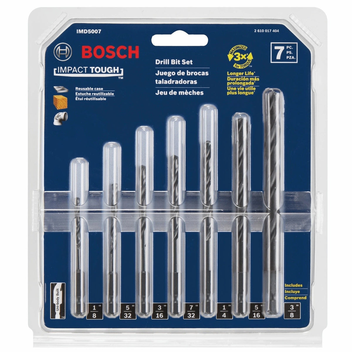 Bosch IMD5007 1/4" Hex Shank Impact Tough Black Oxide Drill Bit Set (7 Pack) - 2