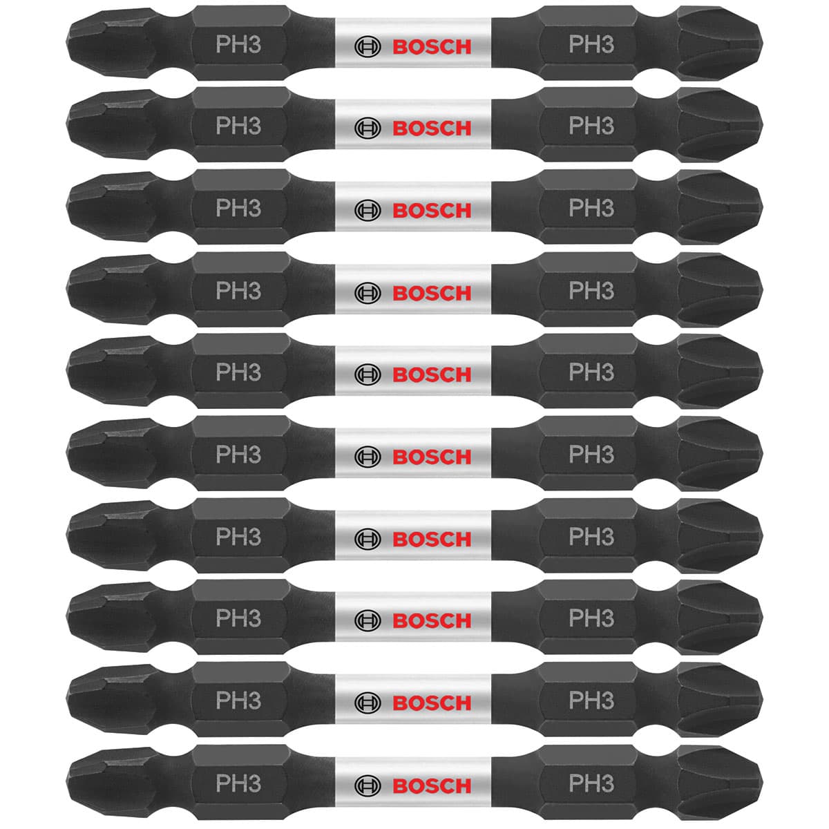 Bosch ITDEPH325B 10-Pc Impact Tough 2.5" Phillips #3 Double-Ended Bits