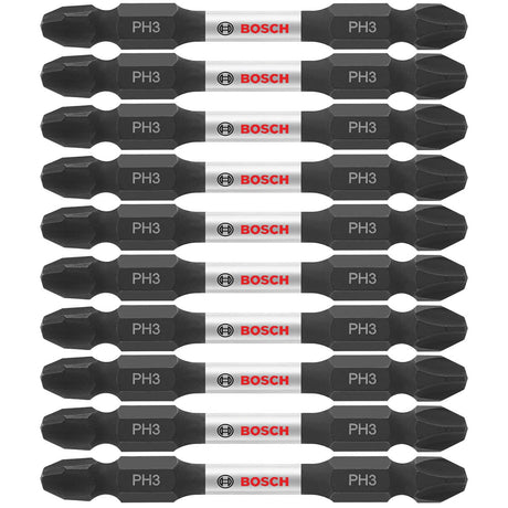 Bosch ITDEPH325B 10-Pc Impact Tough 2.5" Phillips #3 Double-Ended Bits
