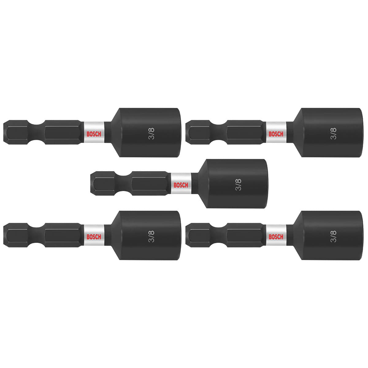 Bosch ITNS38B (5) Impact Tough 3/8 In. x 1-7/8 In. Nutsetters (Bulk Pack)