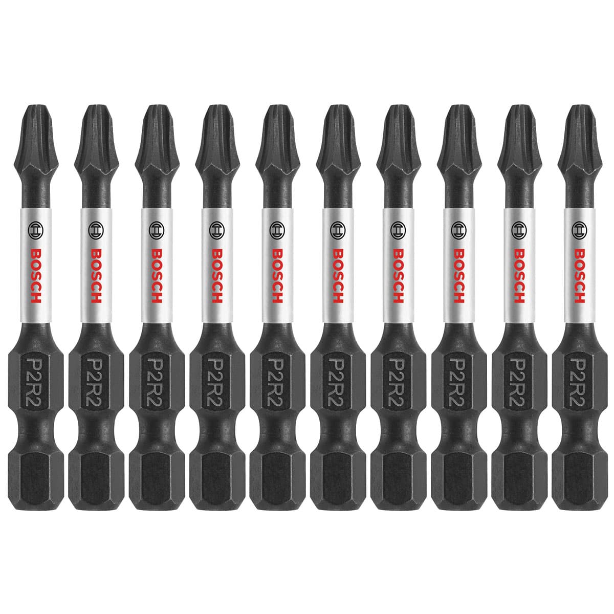 Bosch ITP2R22B 10-Pc Impact Tough 2" Phillips/Square #2 Power Bits
