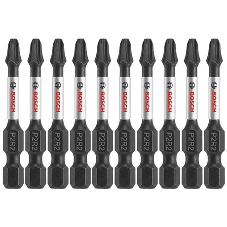 Bosch ITP2R22B 10-Pc Impact Tough 2" Phillips/Square #2 Power Bits