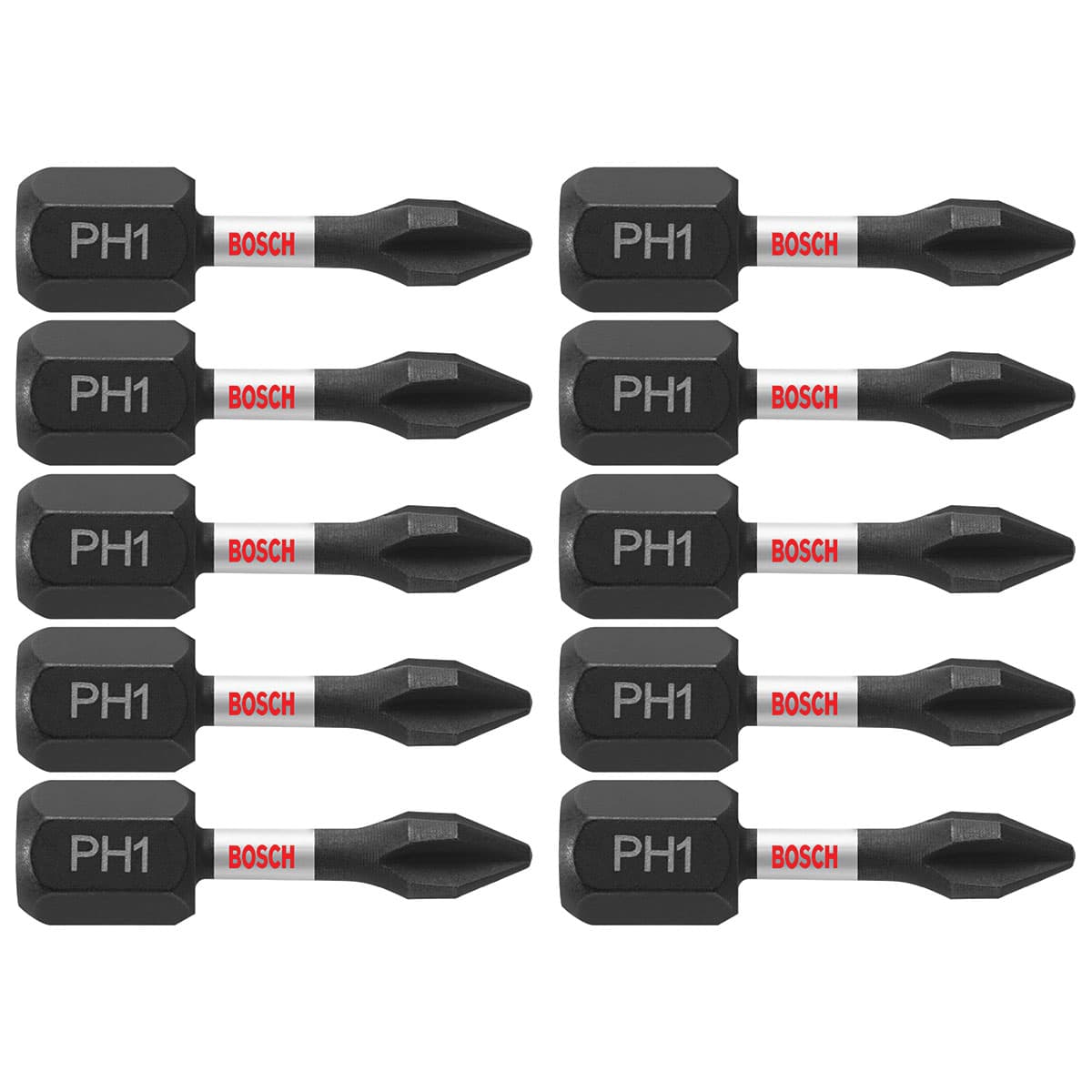 Bosch ITPH11B 10-Pc Impact Tough 1" Phillips #1 Insert Bits