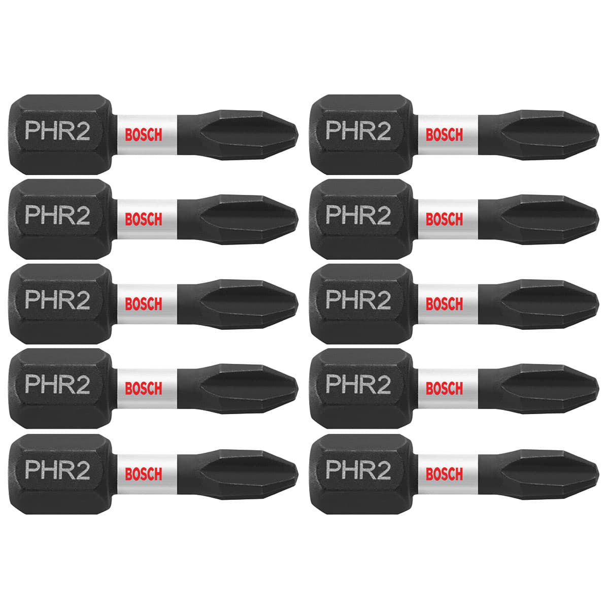 Bosch ITPH2R1B 10-Pc Impact Tough 1" Phillips #2R Reduced Insert Bits