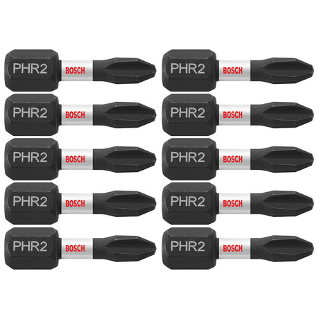Bosch ITPH2R1B 10-Pc Impact Tough 1" Phillips #2R Reduced Insert Bits