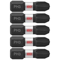 Bosch ITPH3105 1" Phillips No. 3 Impact Tough Insert Bits for Impact Drivers (5 Pack)