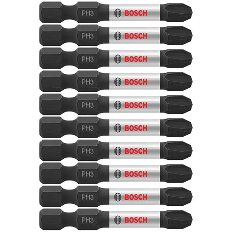 Bosch ITPH32B 10-Pc Impact Tough 2" Phillips #3 Power Bits