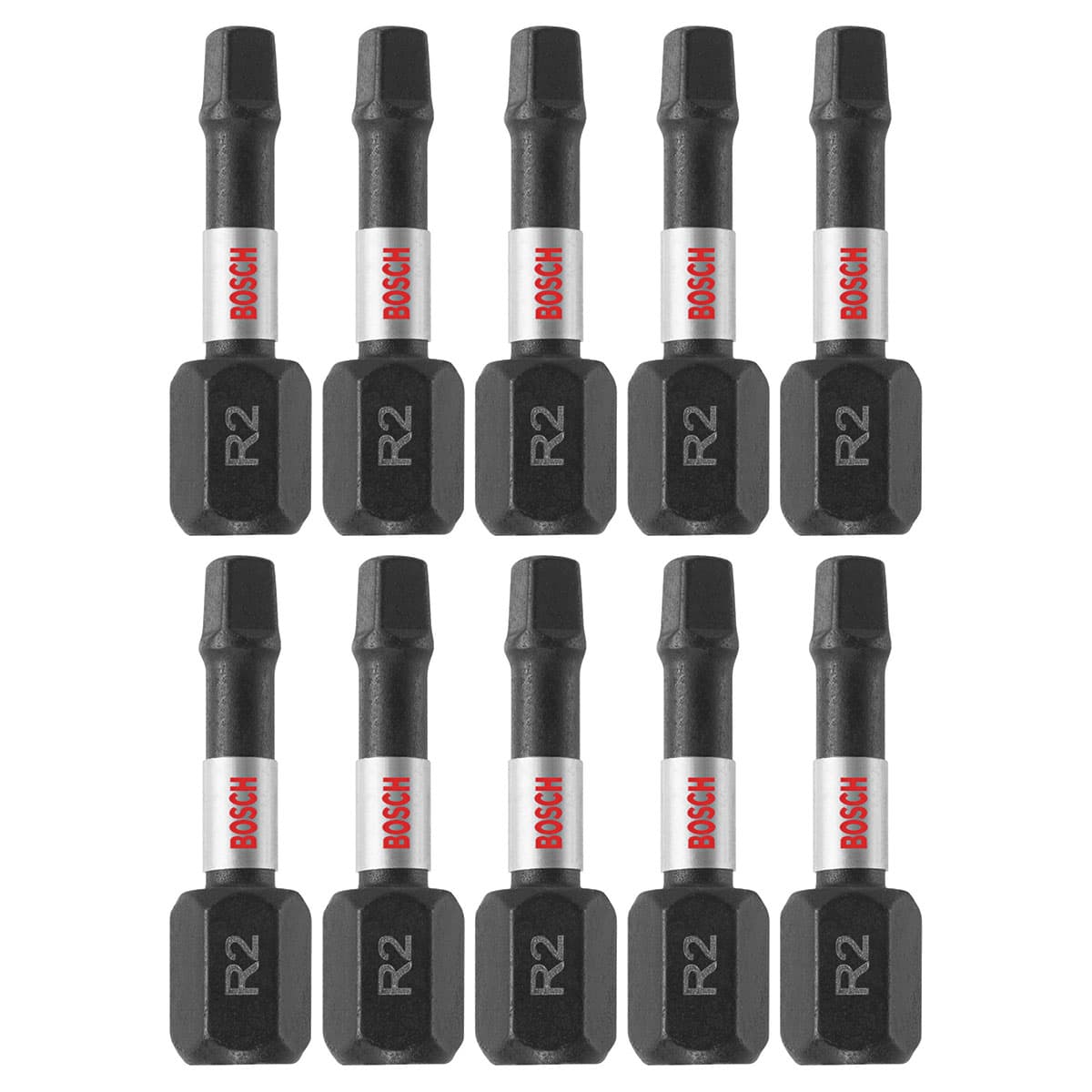 Bosch ITSQ21B 10 pc. Impact Tough 1 In. Square #2 Insert Bits (Bulk Pack)