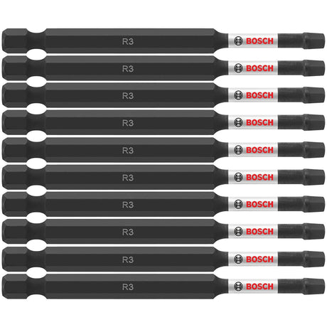 Bosch ITSQ335B 10-Pc Impact Tough 3.5" Square #3 Power Bits (Bulk Pack)