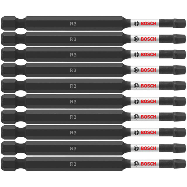 Bosch ITSQ335B 10-Pc Impact Tough 3.5" Square #3 Power Bits (Bulk Pack)