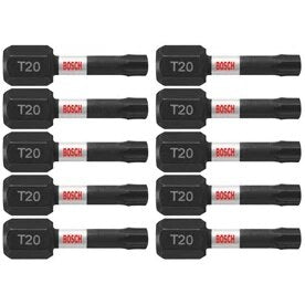Bosch ITT201B 1" T20 Torx Impact Tough Insert Driver Bits for Impact Drivers (10 Pack)