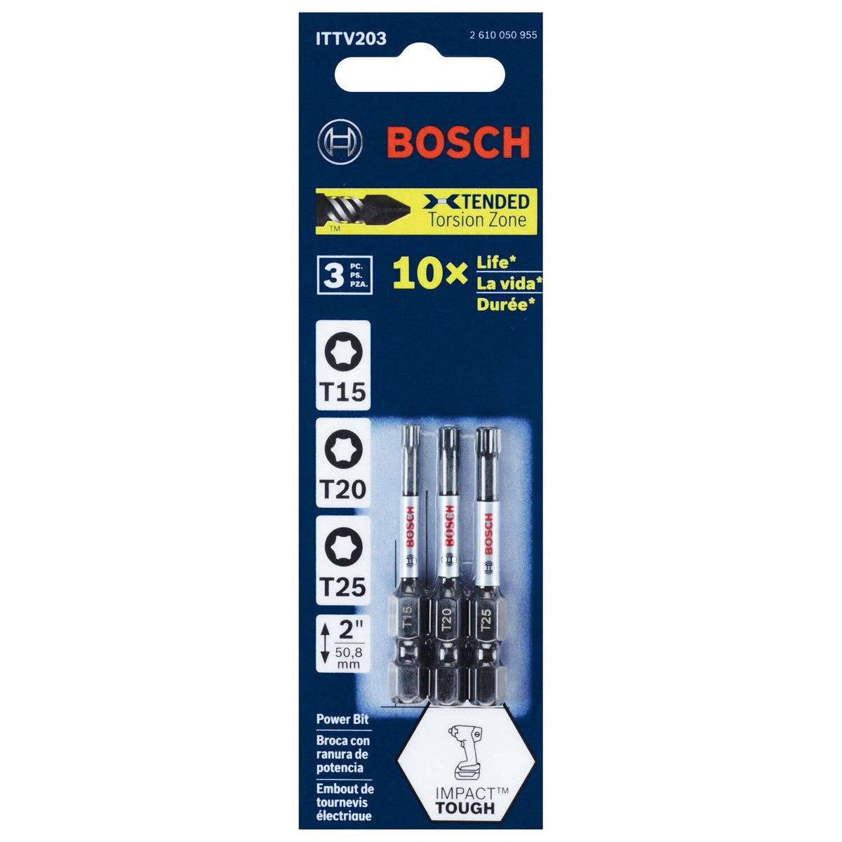 Bosch ITTV203 2" Impact Tough Torx Screwdriving Bit Set (3 Pack) - 2