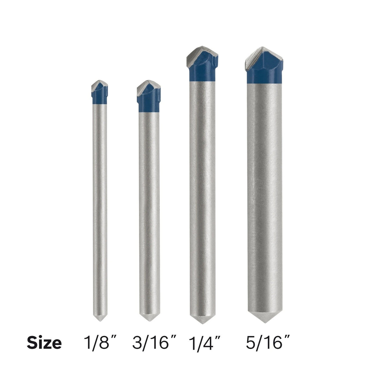 Bosch NS2000 Carbide Tipped Natural Stone Tile Drill Bit Set 1/8" to 5/16" (4 Pack) - 2