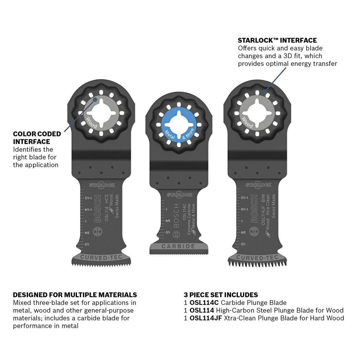 Bosch OSL003VP 1.25" Starlock Oscillating Blade Set for Metal and Wood (3 Pack) - 2