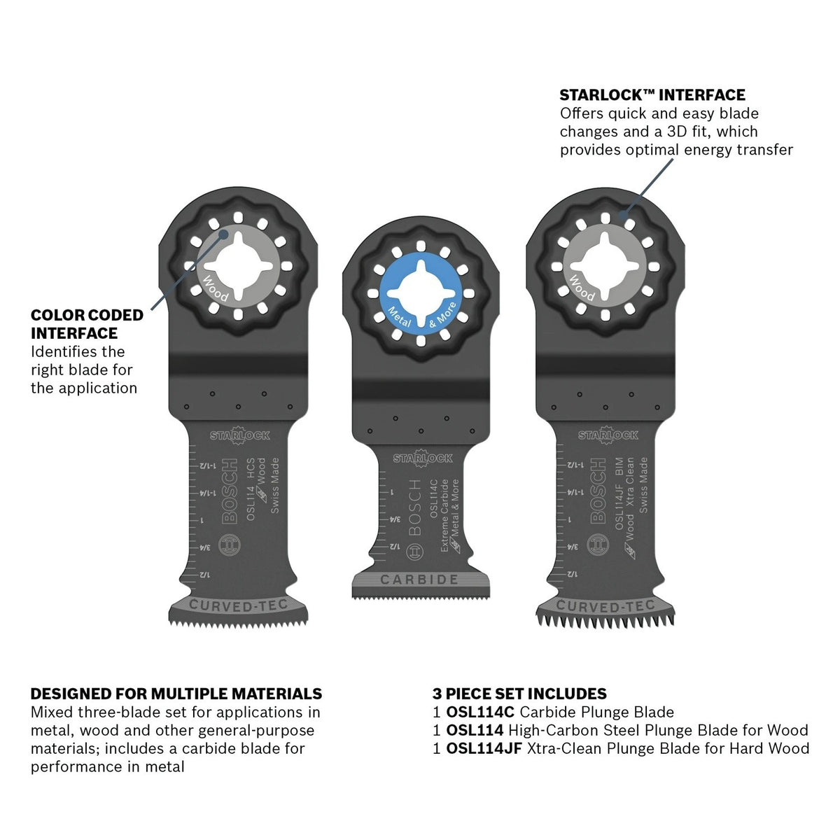 Bosch OSL003VP 1.25" Starlock Oscillating Blade Set for Metal and Wood (3 Pack) - 2