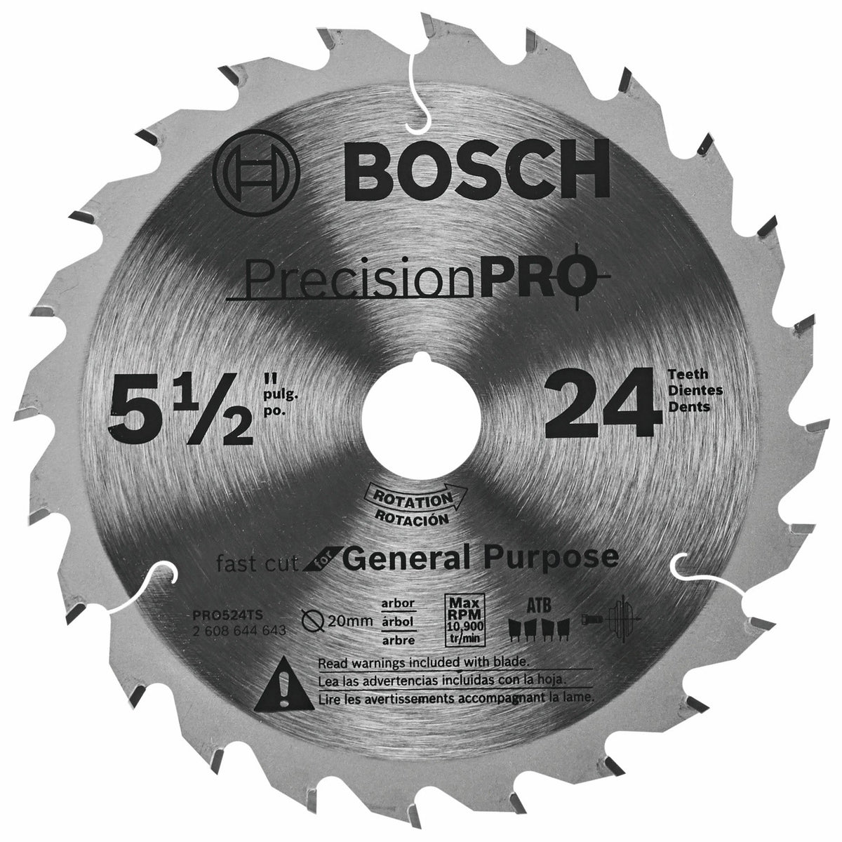 Bosch PRO524TS 5-1/2" 24-Tooth Precision Pro Series Track Saw Blade for Wood and Plywood