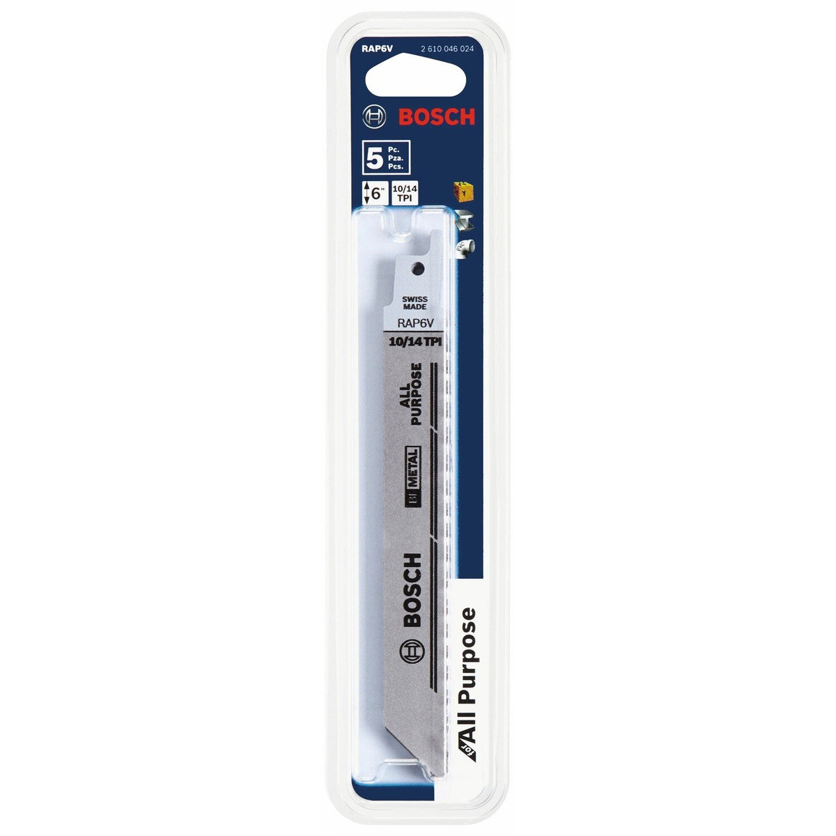 Bosch RAP6V 6" 10/14 V TPI All Purpose Reciprocating Saw Blades (5 Pack) - 2