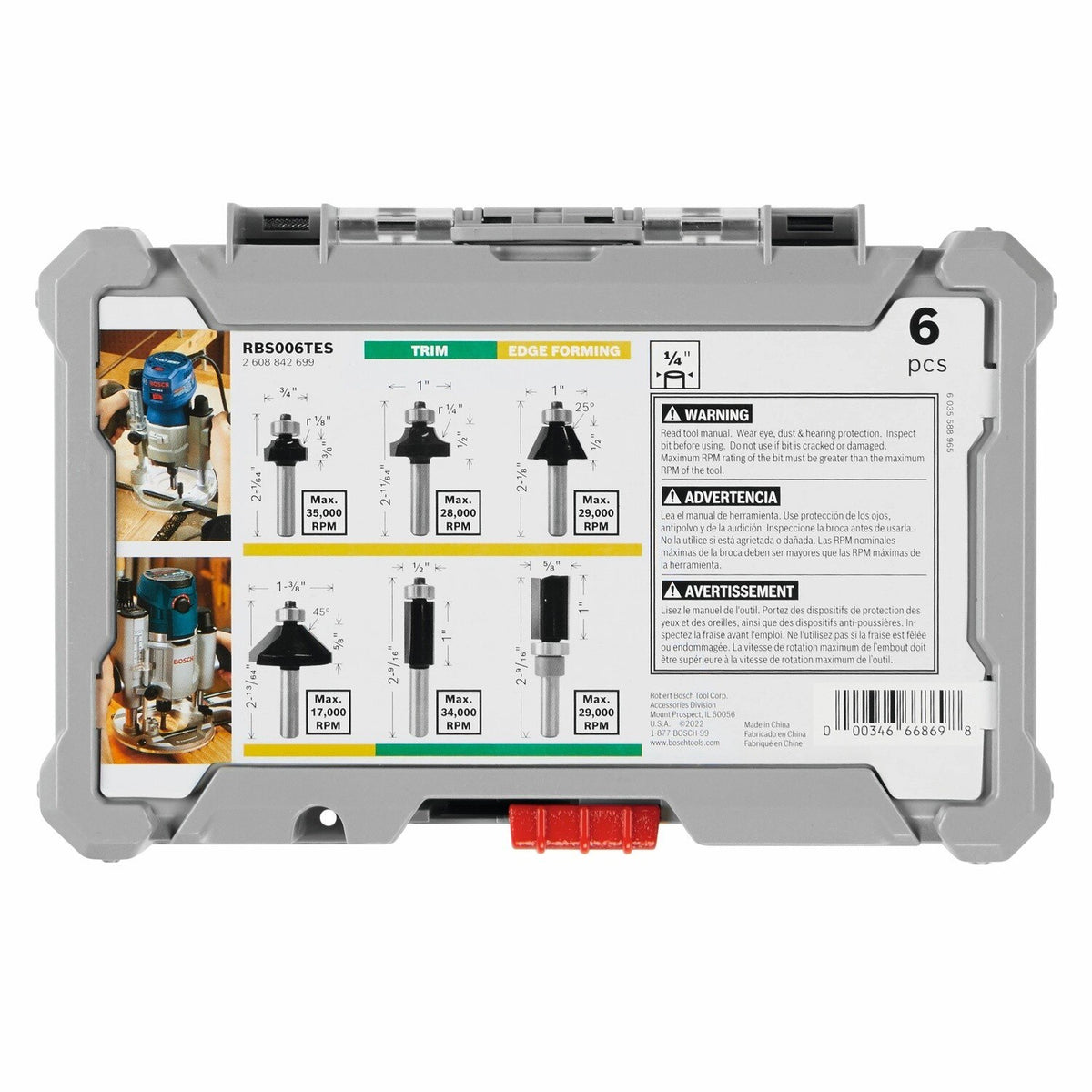 Bosch RBS006TES Carbide-Tipped Trim and Edging Router Bit Set for Woodworking (6 Pack) - 3
