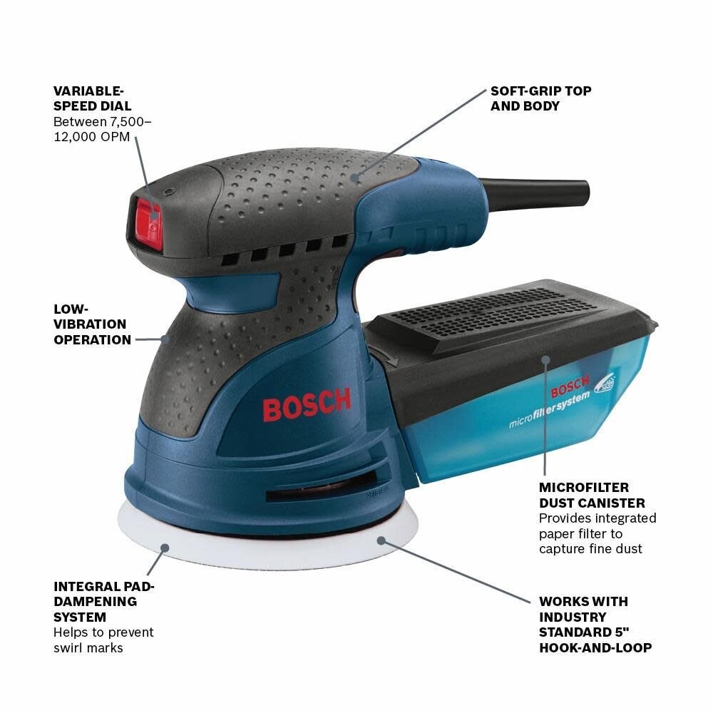 Bosch ROS20VSC 5" Palm Random Orbit Sander/Polisher - 2